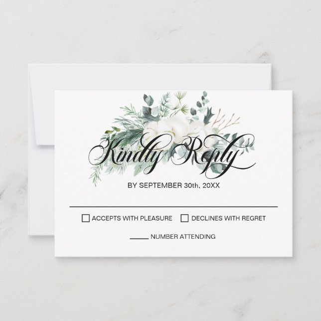 Elegant Eucalyptus Wedding RSVP Card (Front)