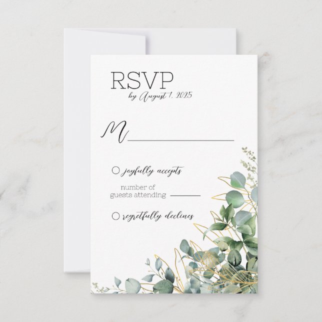 Elegant Eucalyptus Wedding RSVP Card (Front)