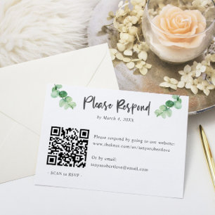 Elegant Eucalyptus wedding RSVP QR Code Online Card