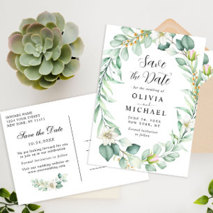 Elegant Eucalyptus Wedding Save the Date Card