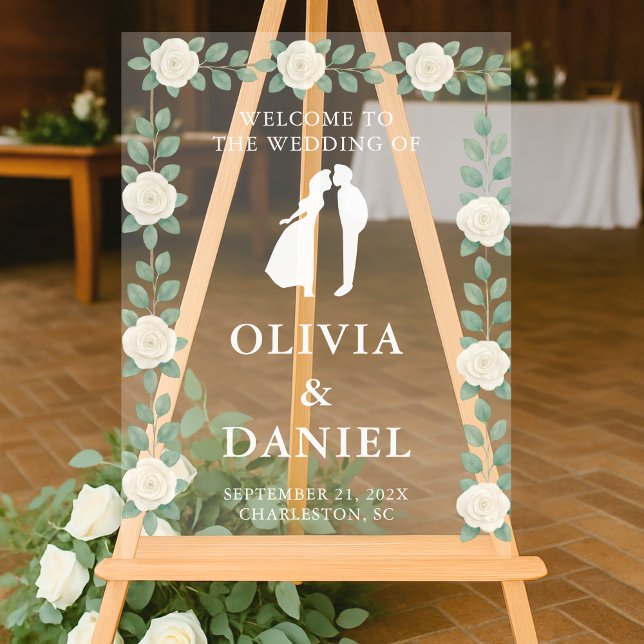 Elegant Eucalyptus Wedding Welcome Acrylic Sign (Creator Uploaded)