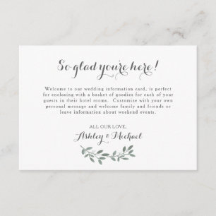 Elegant Eucalyptus Wedding Welcome Hotel Card