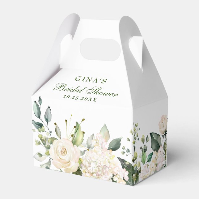 Elegant Eucalyptus White Blush Hydrangea Favor Box (Back Side)