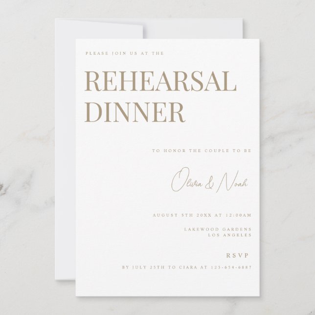 Elegant Eucalyptus White Rehearsal Dinner Card (Front)