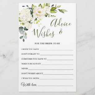 Elegant Eucalyptus White Rose Wishes & Advice Card