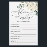 Elegant Eucalyptus White Rose Wishes & Advice Card<br><div class="desc">Watercolor Eucalyptus Wishes & Advice Card.
Personalize with the bride to be's name and date of shower. 
For further customization,  please click the "customize further" link. If you need help,  contact me please.</div>