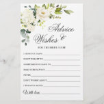 Elegant Eucalyptus White Rose Wishes & Advice Card<br><div class="desc">Watercolor Eucalyptus Wishes & Advice Card.
Personalize with the bride to be's name and date of shower. 
For further customization,  please click the "customize further" link. If you need help,  contact me please.</div>