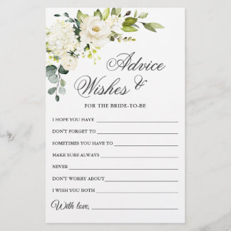 Elegant Eucalyptus White Rose Wishes & Advice Card