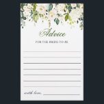 Elegant Eucalyptus White Rose Wishes & Advice Card<br><div class="desc">Watercolor Eucalyptus Wishes & Advice Card.
Personalize with the bride to be's name and date of shower. 
For further customization,  please click the "customize further" link. If you need help,  contact me please.</div>