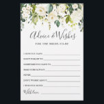 Elegant Eucalyptus White Rose Wishes & Advice Card<br><div class="desc">Watercolor Eucalyptus Wishes & Advice Card.
Personalize with the bride to be's name and date of shower. 
For further customization,  please click the "customize further" link. If you need help,  contact me please.</div>