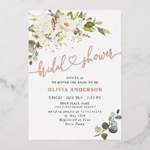 Elegant Eucalyptus White Roses Bridal Shower Gold