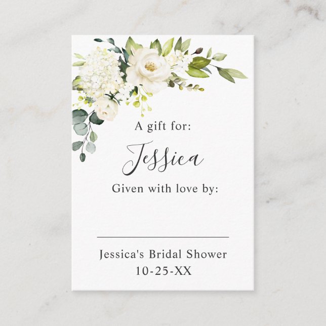 Elegant Eucalyptus White Roses Display Shower Enclosure Card (Front)