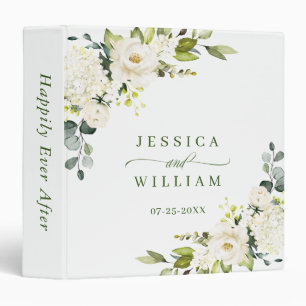 Elegant Eucalyptus White Roses Floral Wedding Binder