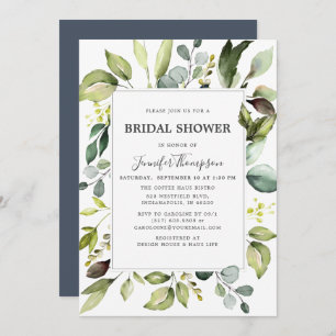 Elegant Eucalyptus with Greenery Bridal Shower Invitation