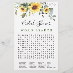 Elegant Eucalyptus Word Search Bridal Shower Game