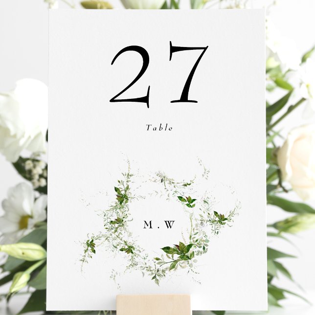 Elegant Eucalyptus Wreath Elegant Monogram Wedding Table Number (Creator Uploaded)