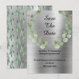 ELEGANT EUCALYPTUS WREATH SILVER SAVE THE DATE