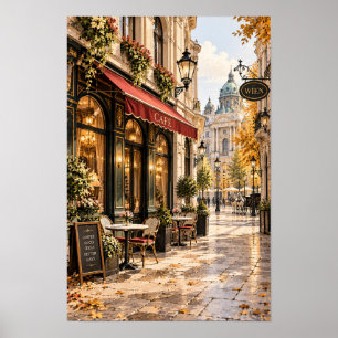 Elegant European Café Street Wall Art