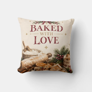 Elegant European Christmas , Gingerbread Bakery Throw Pillow