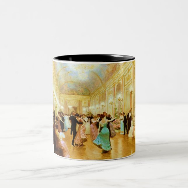 Elegant Evening (Dancing at the Palace Ball) Two-Tone Coffee Mug (Center)