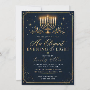 Elegant Evening of Light Hanukkah Invitation
