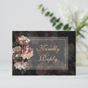 Elegant Evening Rose Gold Wedding RSVP Card