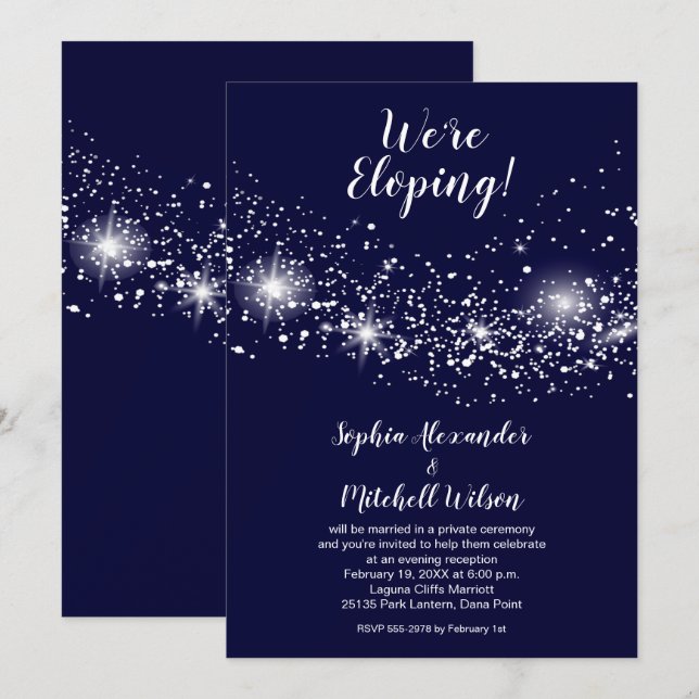 Elegant Evening Sky Elopement Reception Invitation (Front/Back)