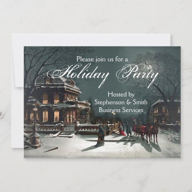 Elegant Evening Vintage Holiday Party Invitation (Front)