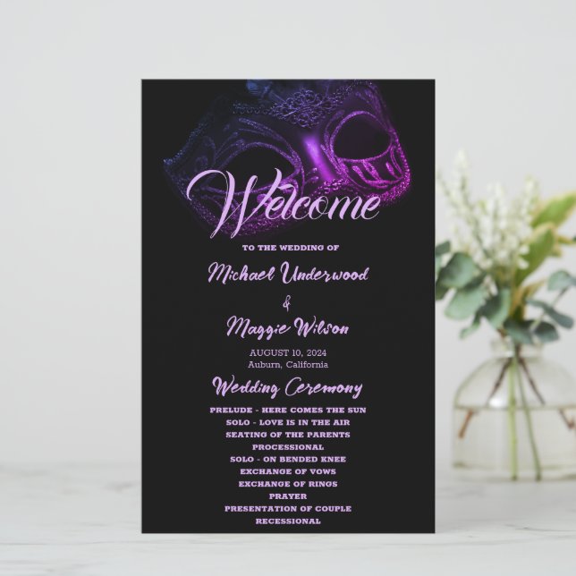 Elegant Evening Wedding Program (Standing Front)