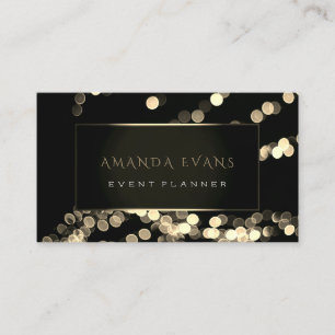 Elegant Event Planner Black Framed Spark Confetti Business Card