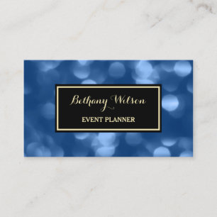 Elegant Event Planner Glamourous Blue Luxe Bokeh Business Card