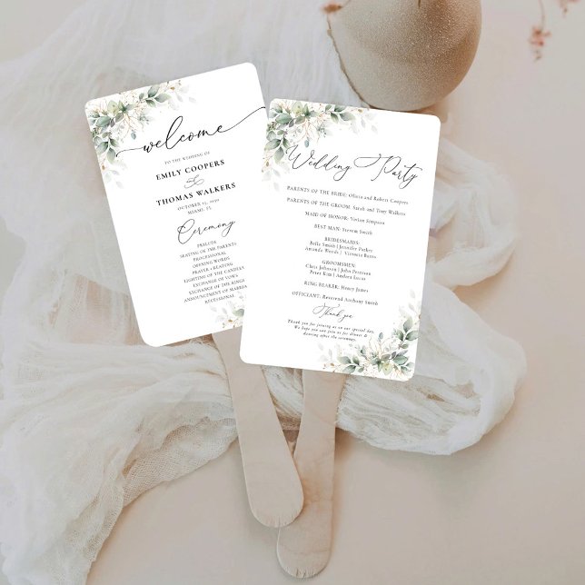 Élégant éventail à main de programme de mariage au (Créateur téléchargé)