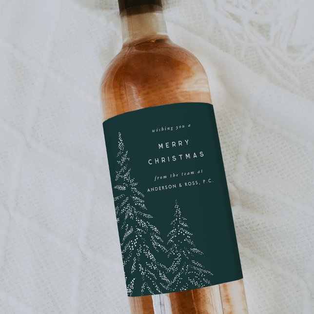 Elegant Evergreen Business or Corporate Holiday Wine Label (Creator Uploaded)