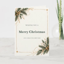 Elegant Evergreen Gold Christmas Card