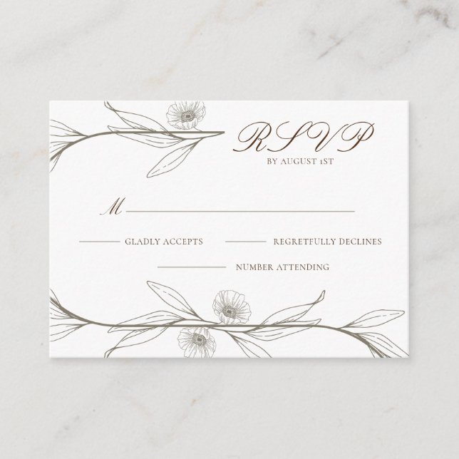Elégant exemple mini carte de mariage floral RSVP (Devant)