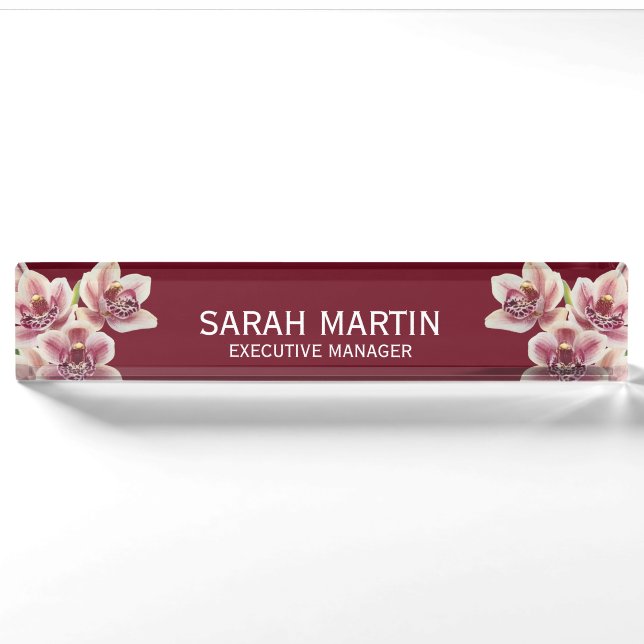 Elegant Exotic Orchid Flowers Manager Nameplate (Front)