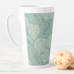 Elegant Exotic Painted Monsteras Latte Mug