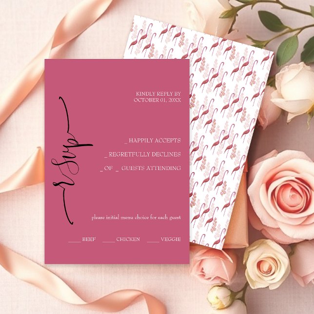 Elegant Exotic Pink Calligraphy RSVP Card (Creator Uploaded)