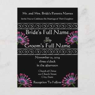 Elegant Exotic Purple  Daisy Wedding Invitation Postcard