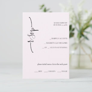 Elegant Exotic Soft Pink Calligraphy RSVP Card