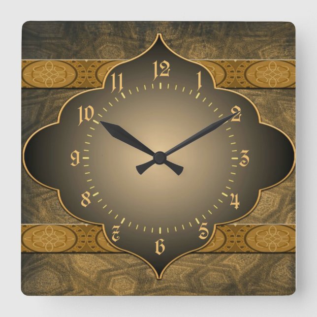 Elegant exotic square wall clock (Front)