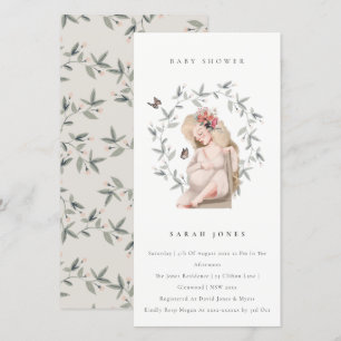 Elegant Expectant Women Foliage Baby Shower Invite