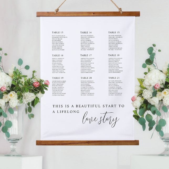 Elegant Extra Tables Wedding Seating Chart Hanging Tapestry (Creator Uploaded)