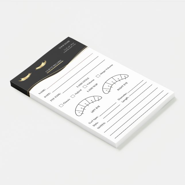 Elegant Eyelash Client Record Form Post-it Notes (Angled)
