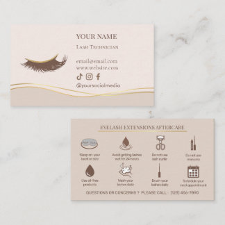 Elegant Eyelash Extensions Lash Aftercare Business Card
