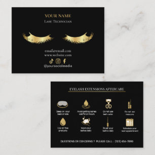 Elegant Eyelash Extensions Lash Aftercare Business Card