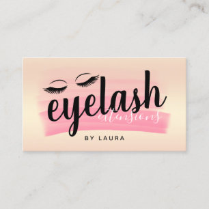 Elegant eyelash extensions rose gold brushstroke business card