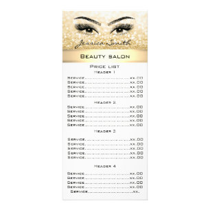 Elegant eyelashes & eyebrow glittery menu card
