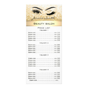 Elegant eyelashes & eyebrow glittery menu card