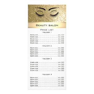 Elegant eyelashes & eyebrow glittery menu card